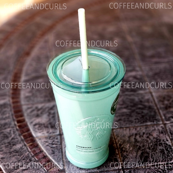 Starbucks Green Frosted Recycled Glass Tumbler 16oz NWT - Picture 4 of 9